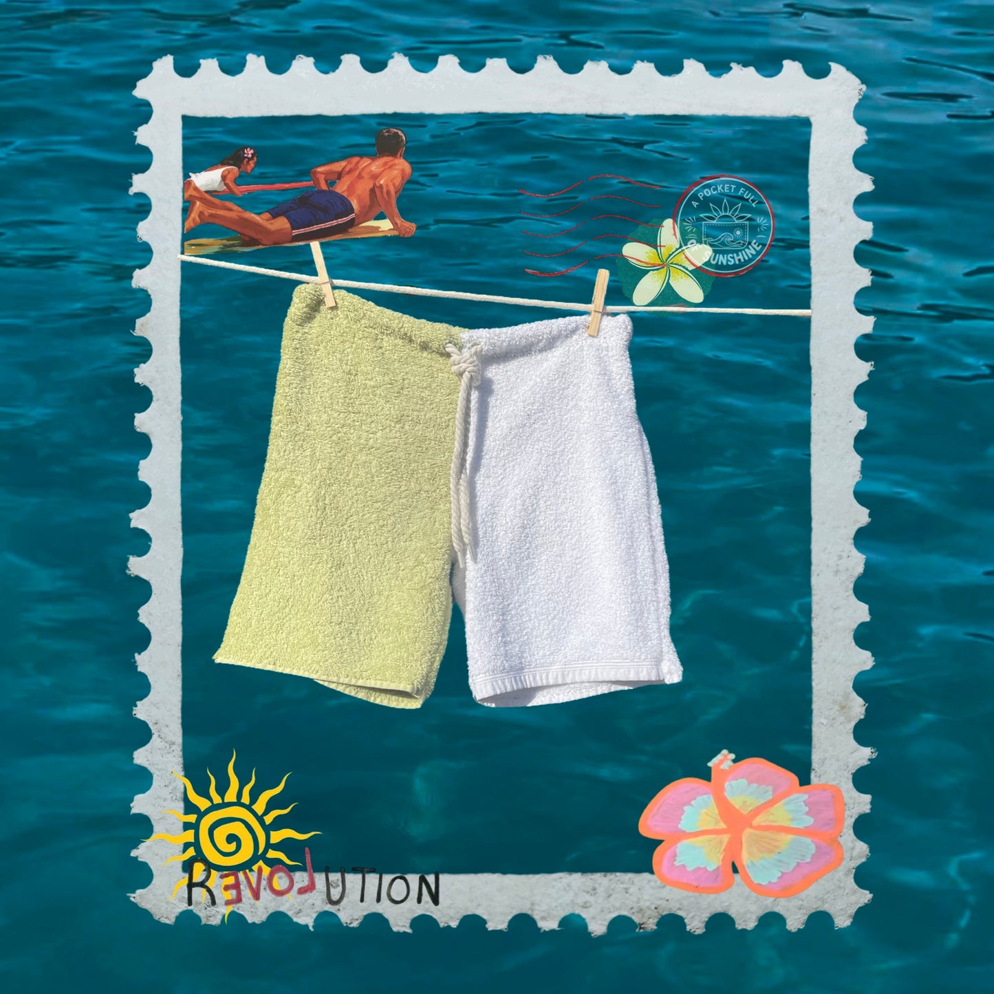 ‘Retro Fish’ Towel Shorts
