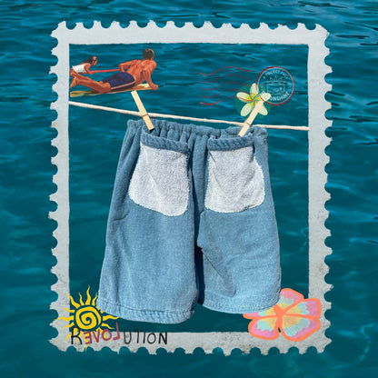 ‘Double Denim’ Towel Shorts