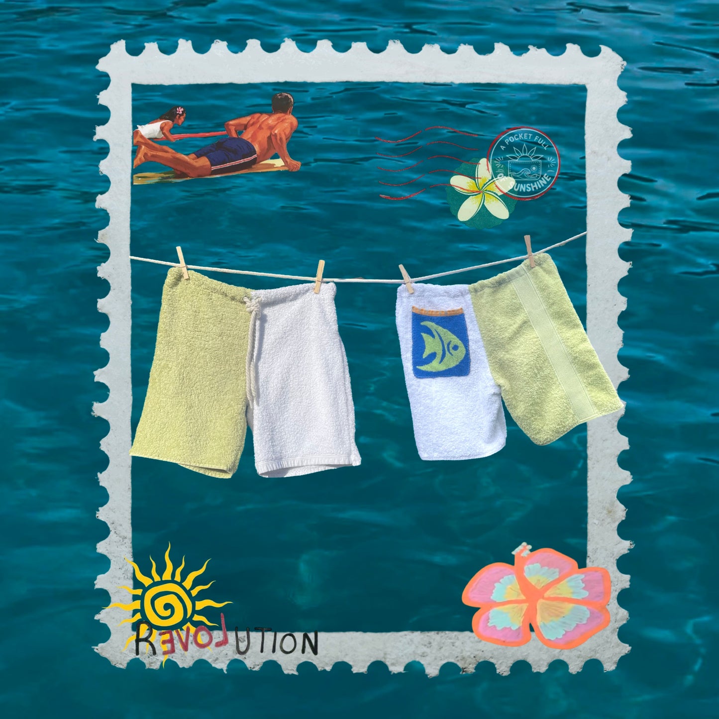 ‘Retro Fish’ Towel Shorts