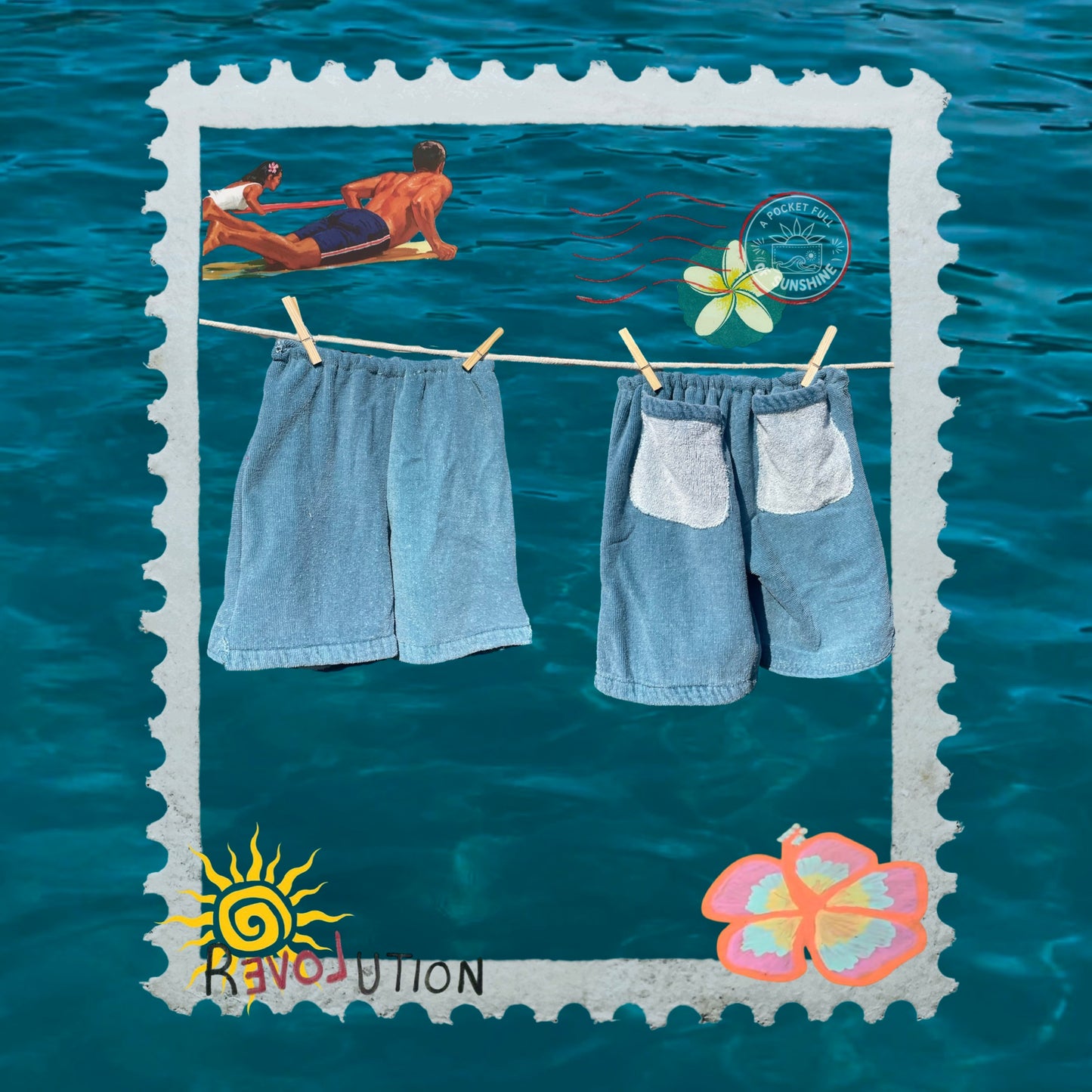 ‘Double Denim’ Towel Shorts